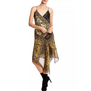 Bailey 44 Women's Green Paisley Sleeveless V-Neck Slip Dress Size Small